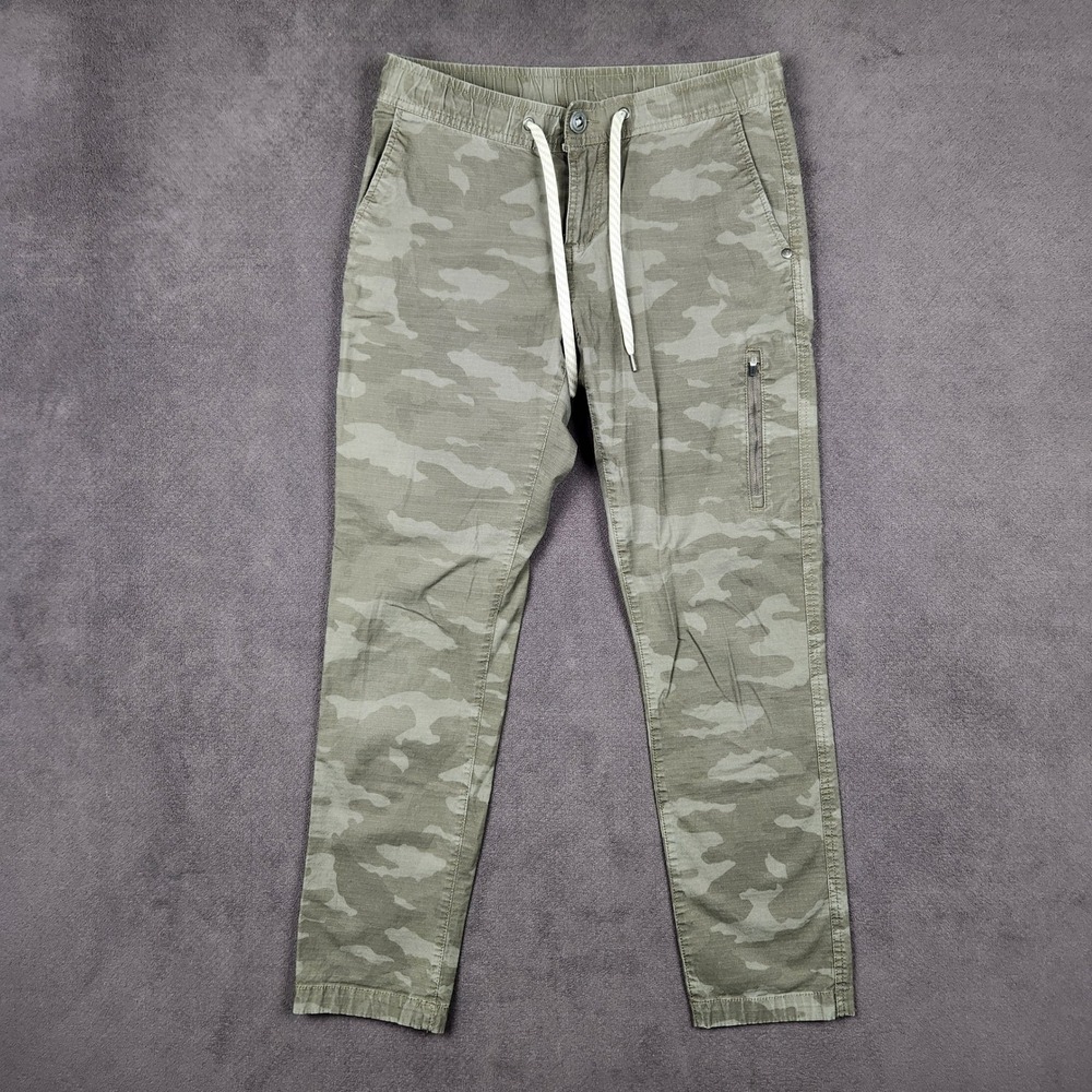 Vuori Ripstop Climber Pants Mens Small Green Camo Slim Tapered Cargo Drawstring